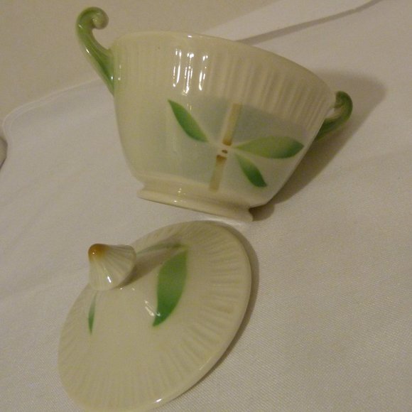 SYRACUSE China Made in USA "Shelledge Bamboo" Sugar Bowl With Lid - Picture 5 of 11